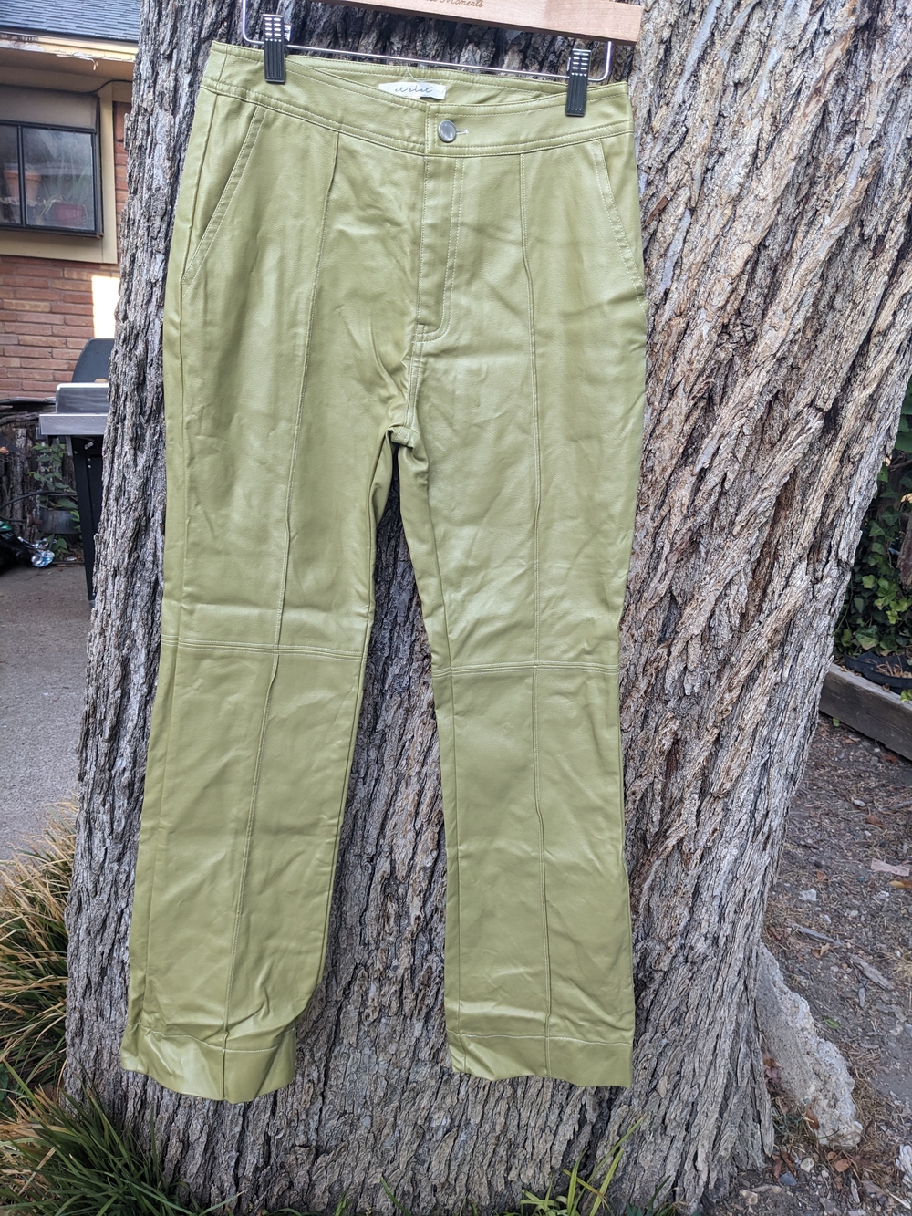 Elle Olive Green High-Rise Straight Leg Trousers